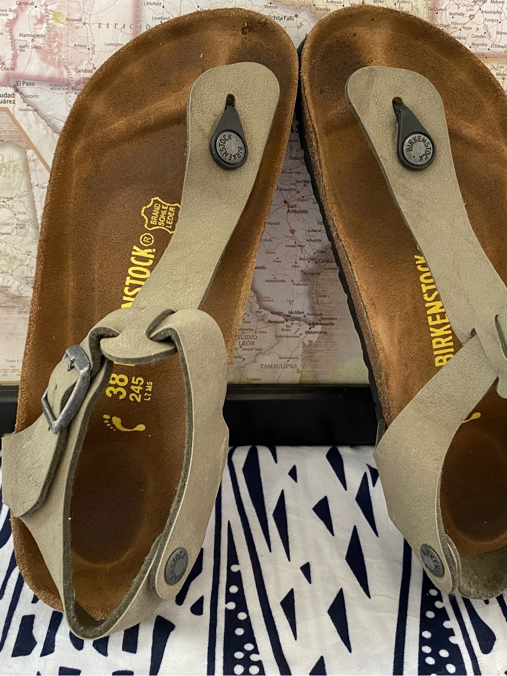 Pre-owned Birkenstock Kiaro Women's Light Taupe Green Sandals Sz 38/7 Women’s